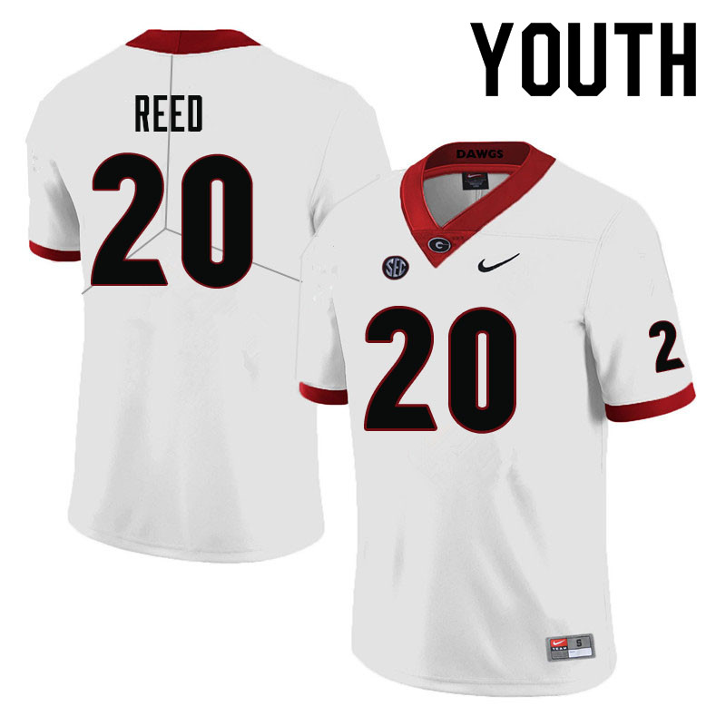 Youth #20 J.R. Reed Georgia Bulldogs College Football Jerseys-White - Click Image to Close